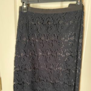 Talbots black lace straight skirt